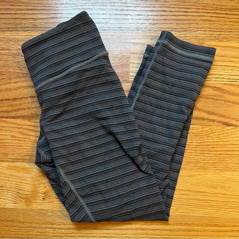 Lululemon gray and black striped leggings size 2